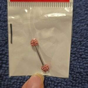 Pink Crystal Barbell Earring